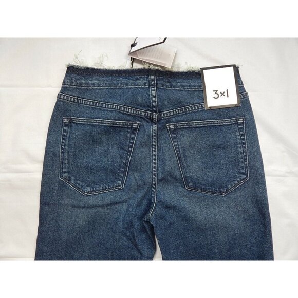26 3x1 NYC Women's TIN COO W4 Raw Edge Shelter Distressed Waist & Hem Crop Jeans - Picture 9 of 11